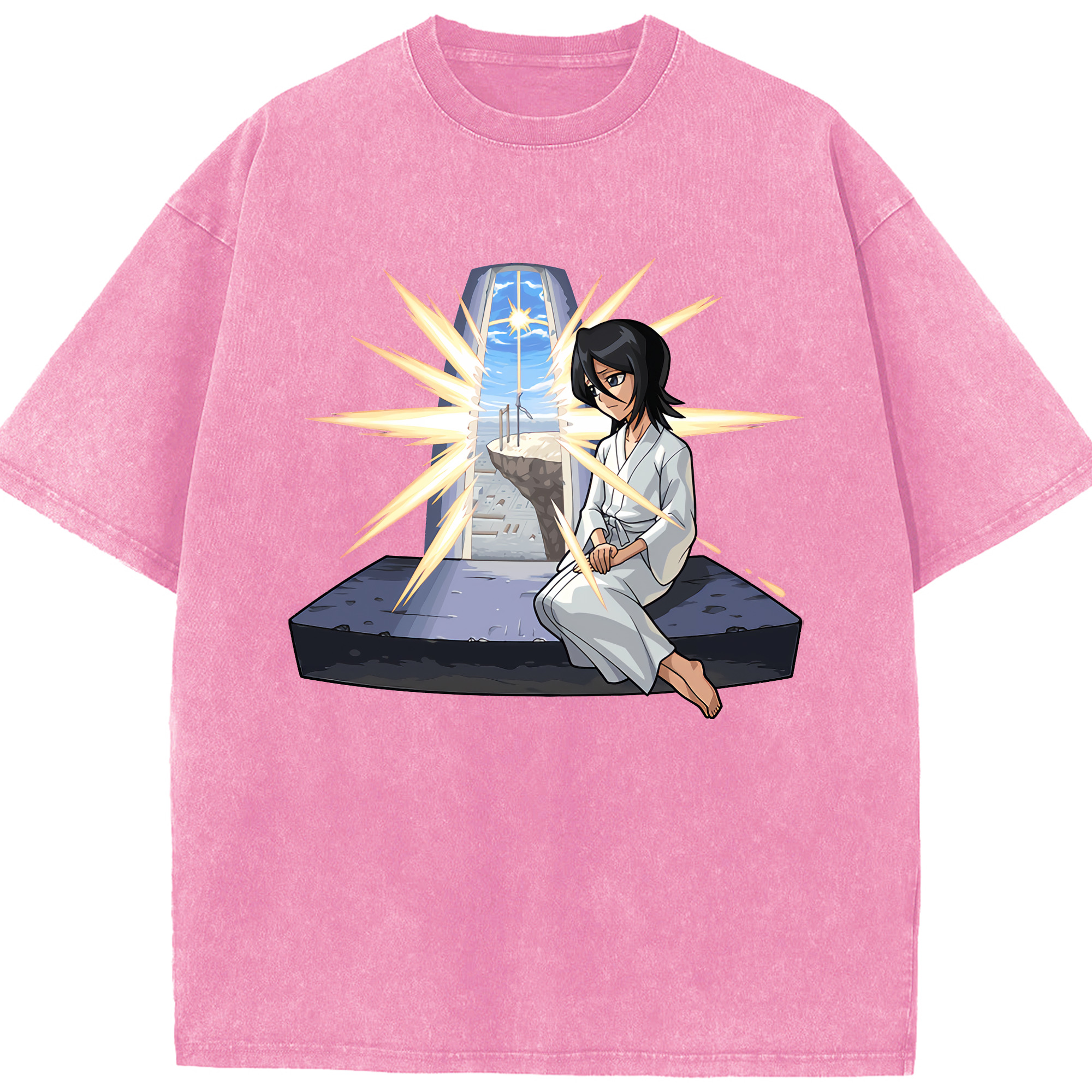 （画像用） ブリーチ 朽木ルキア BLEACH Kuchiki Rukia 綿100% ヴィンテージ風 半袖Tシャツ（フロントプリント）